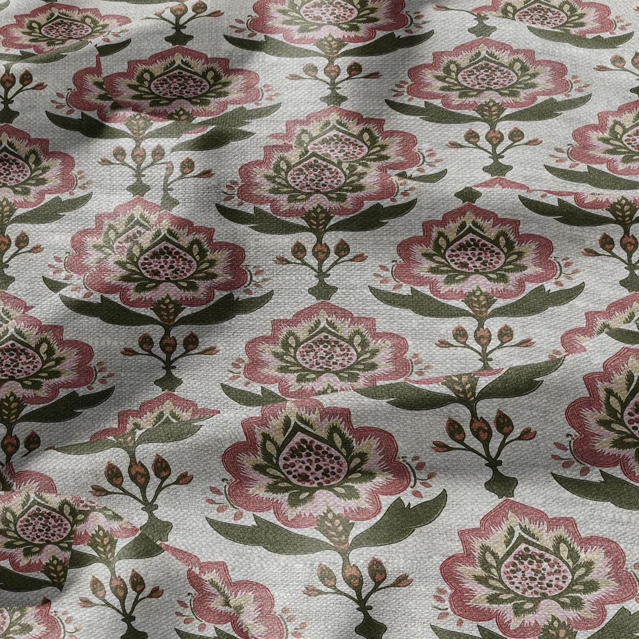 100% LINEN Fabric Paisley print - colorful indian block print on linen print upholstery curtains dress making