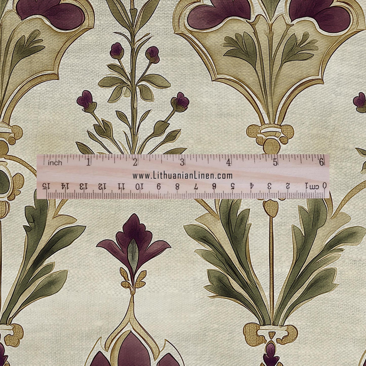 100% LINEN Fabric queen Victoria print linen - regency linen botanical fabric for upholstery home decor dress making