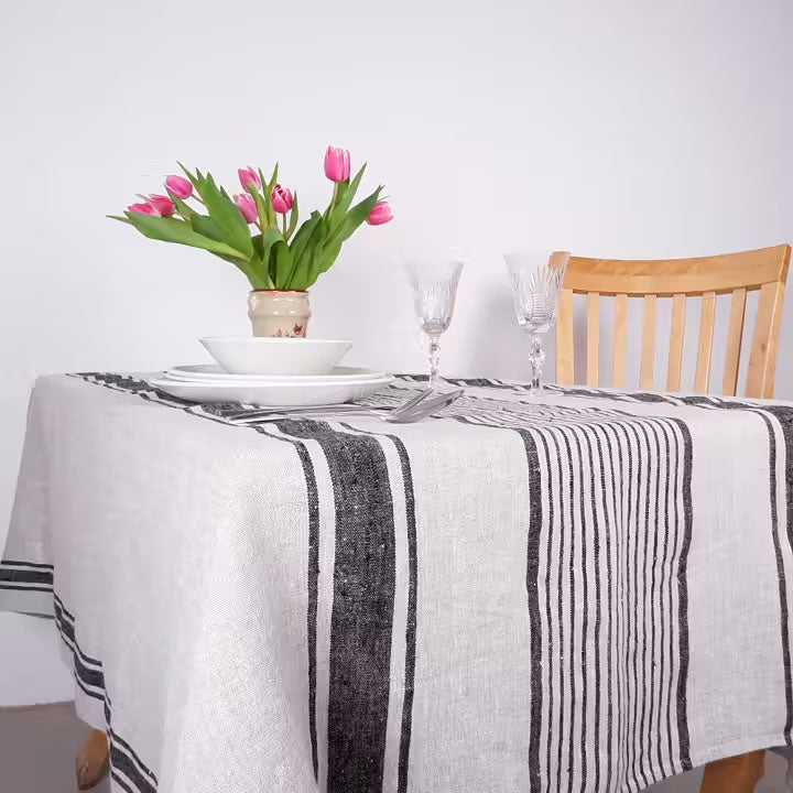 Village Red - linen tablecloth