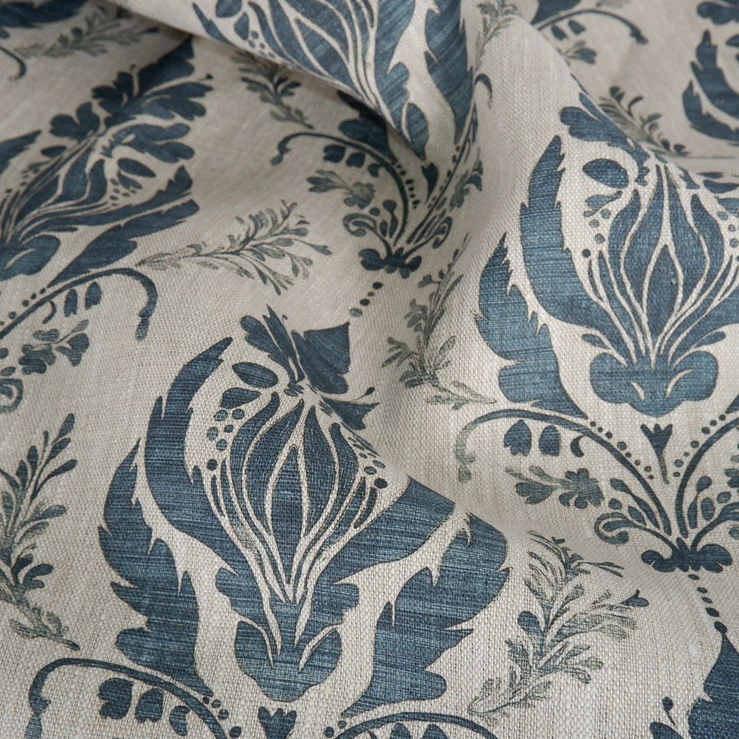 100% LINEN Fabric floral block print - Châteaucore Rustic French Charm print on oatmeal linen for upholstery curtains dress making 2001