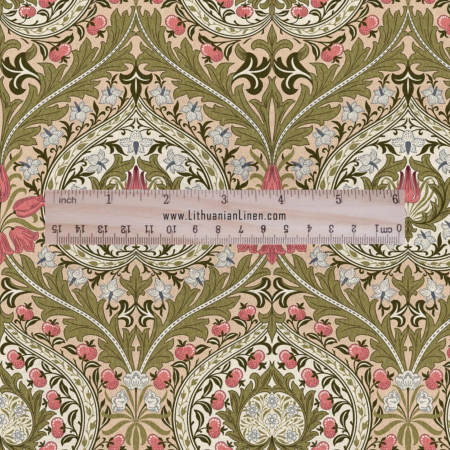 William Morris Eden green print on 100% LINEN - Victorian Art crafts linen Fabric - botanical Historical upholstery home textile