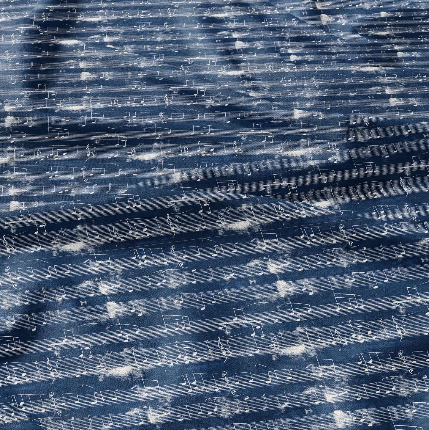 100% LINEN Fabric Music noted indigo blue - linen Fabric by the Yard by LithuanianLinen for upholstery dressmaking curtains home textile