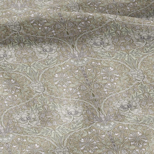 100% linen fabric William Morris Honeysuckle pastel beige print - Victorian Art crafts - 2979P - Historical pattern upholstery dress making