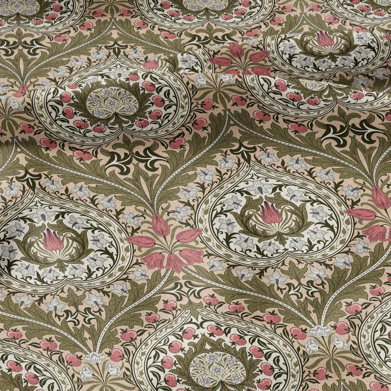 William Morris Eden green print on 100% LINEN - Victorian Art crafts linen Fabric - botanical Historical upholstery home textile
