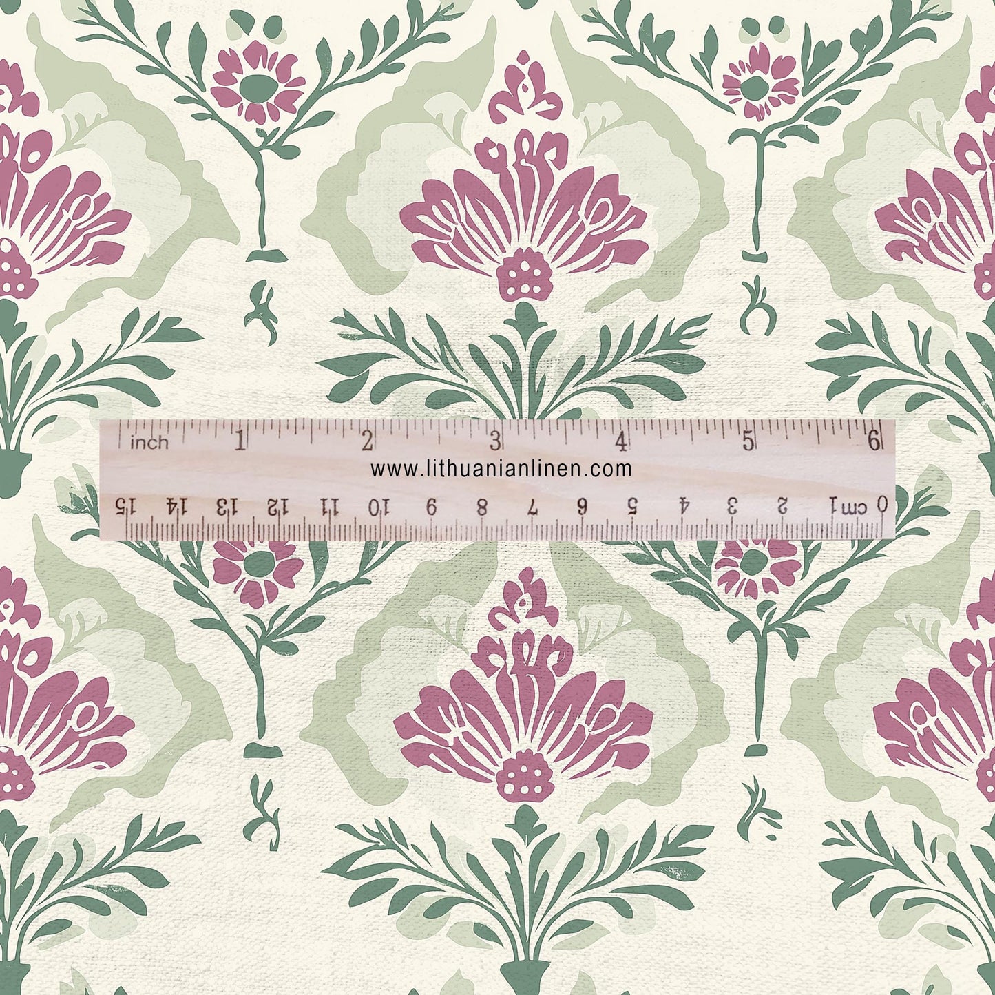 100% LINEN Fabric floral with botanical print - linen fabric with pale green print for upholstery home decor curtains pillowcases