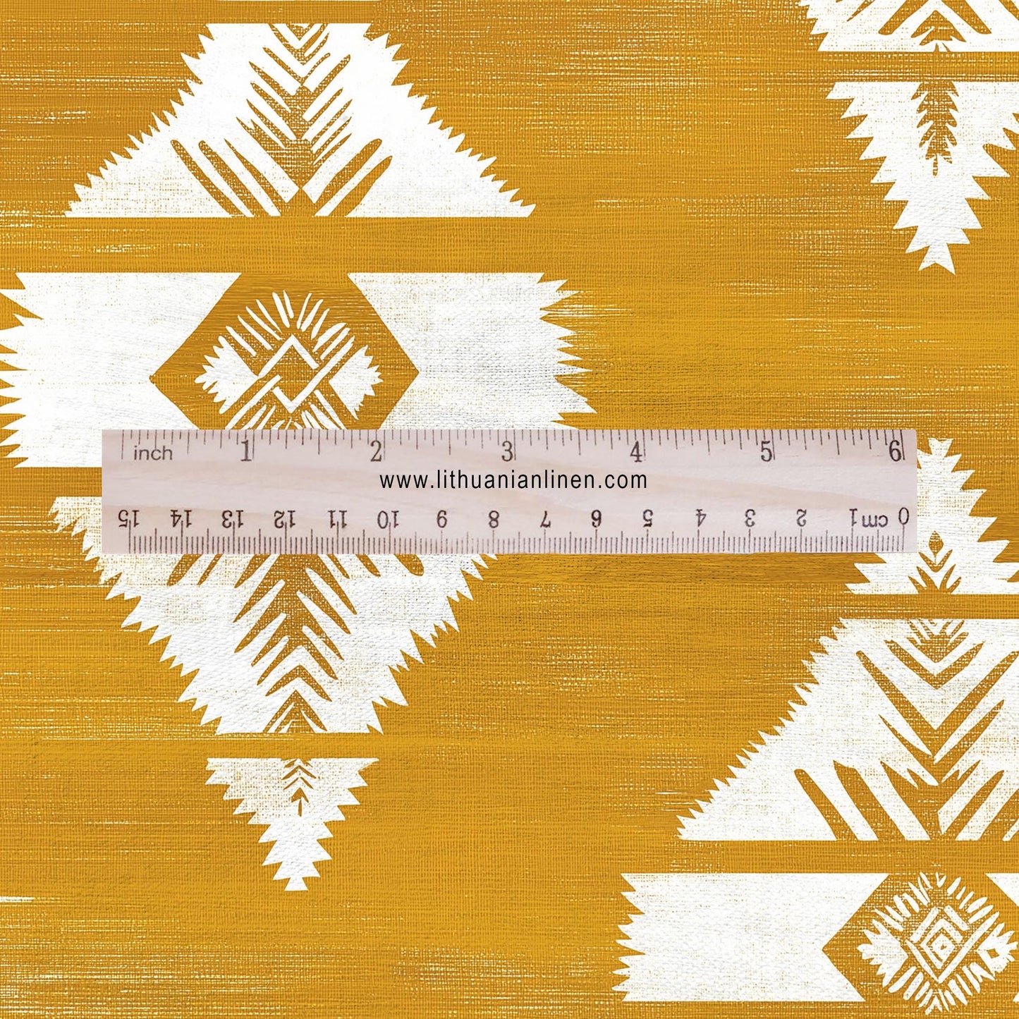 100% LINEN Fabric Mustard Mudcloth - Geometric Aztec Rhomb Fabric - Mustard Southwest Tribal Linen Fabric for upholstery dress making