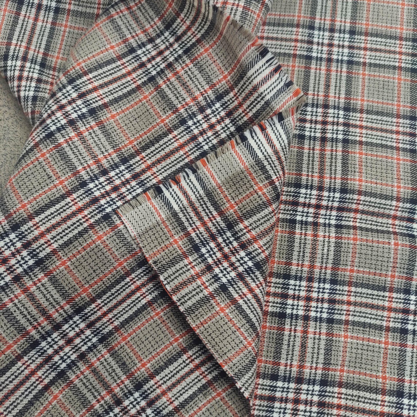 Premium Linen Gingham Fabric in brown black white | multicolor check T124