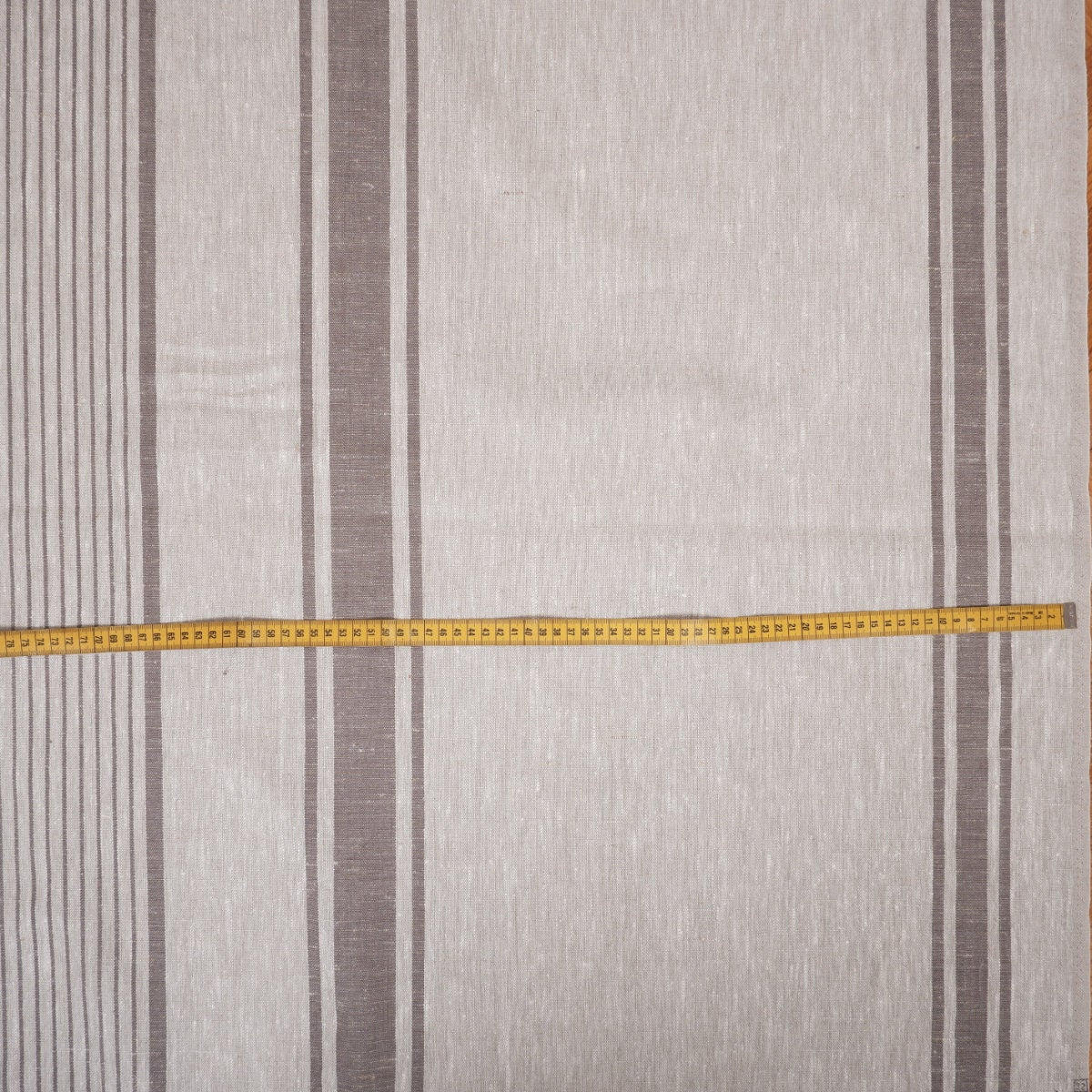 French Natural Linen Fabric with Grey Stripes , 100% linen Classic Textile for Home Decor and Crafts, Not Softened Heavyweight Linen Fabric.