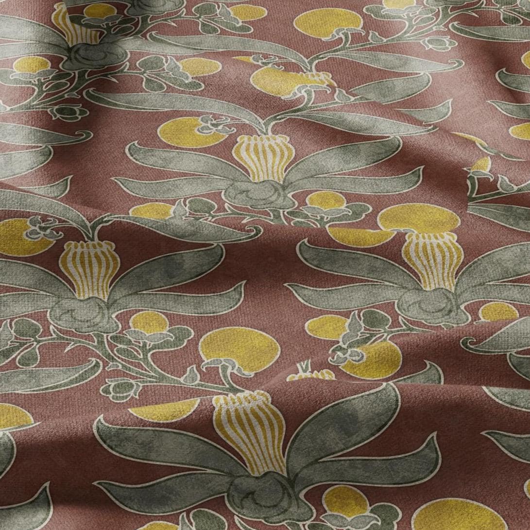 Passion fruit CFA Voysey print on 100% LINEN - Art Nouveau Art crafts linen Fabric - botanical Historical upholstery home textile 2767