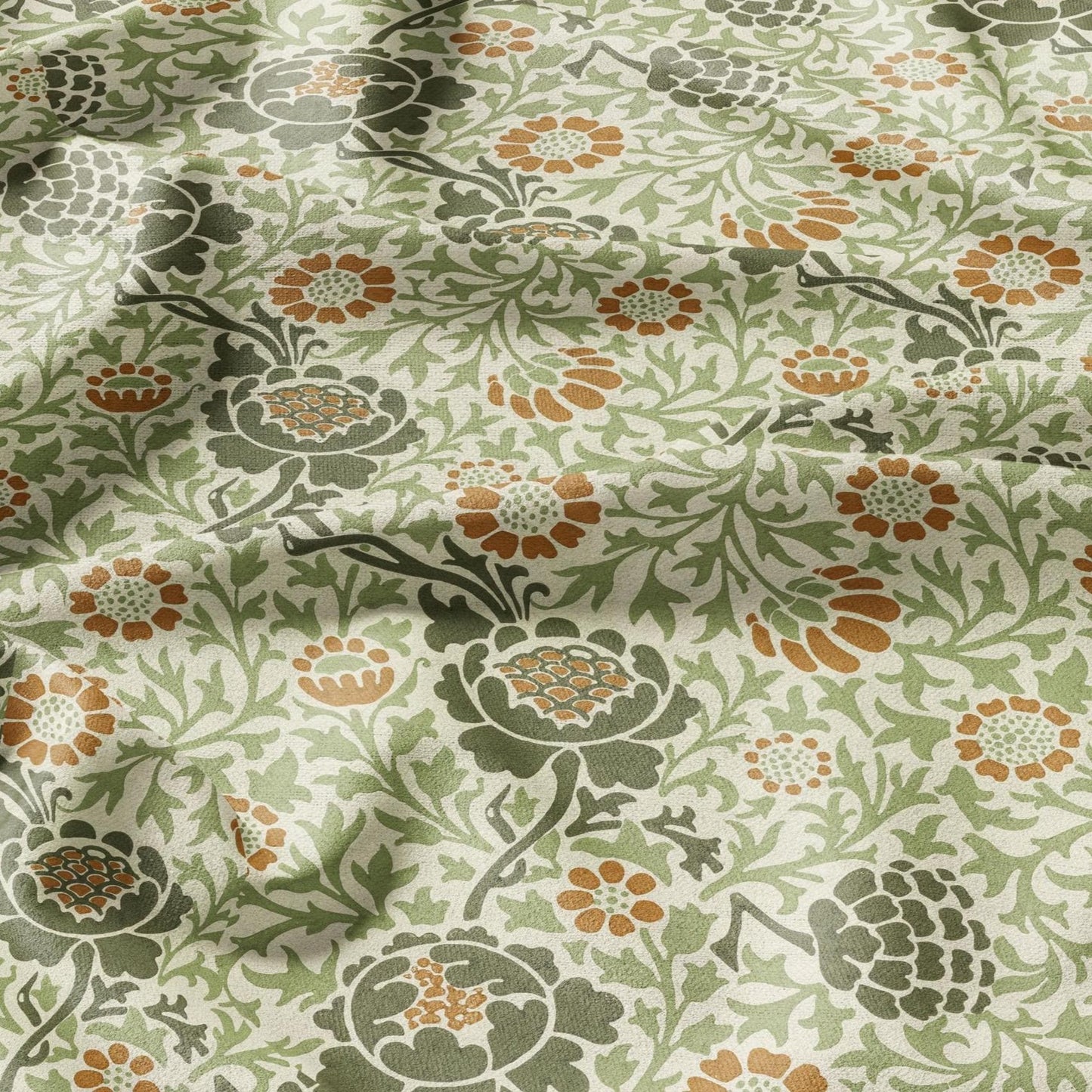 William Morris Beige tapestry print on 100% LINEN fabric - Victorian Art and crafts Linen fabric botanical Historical pattern 2118