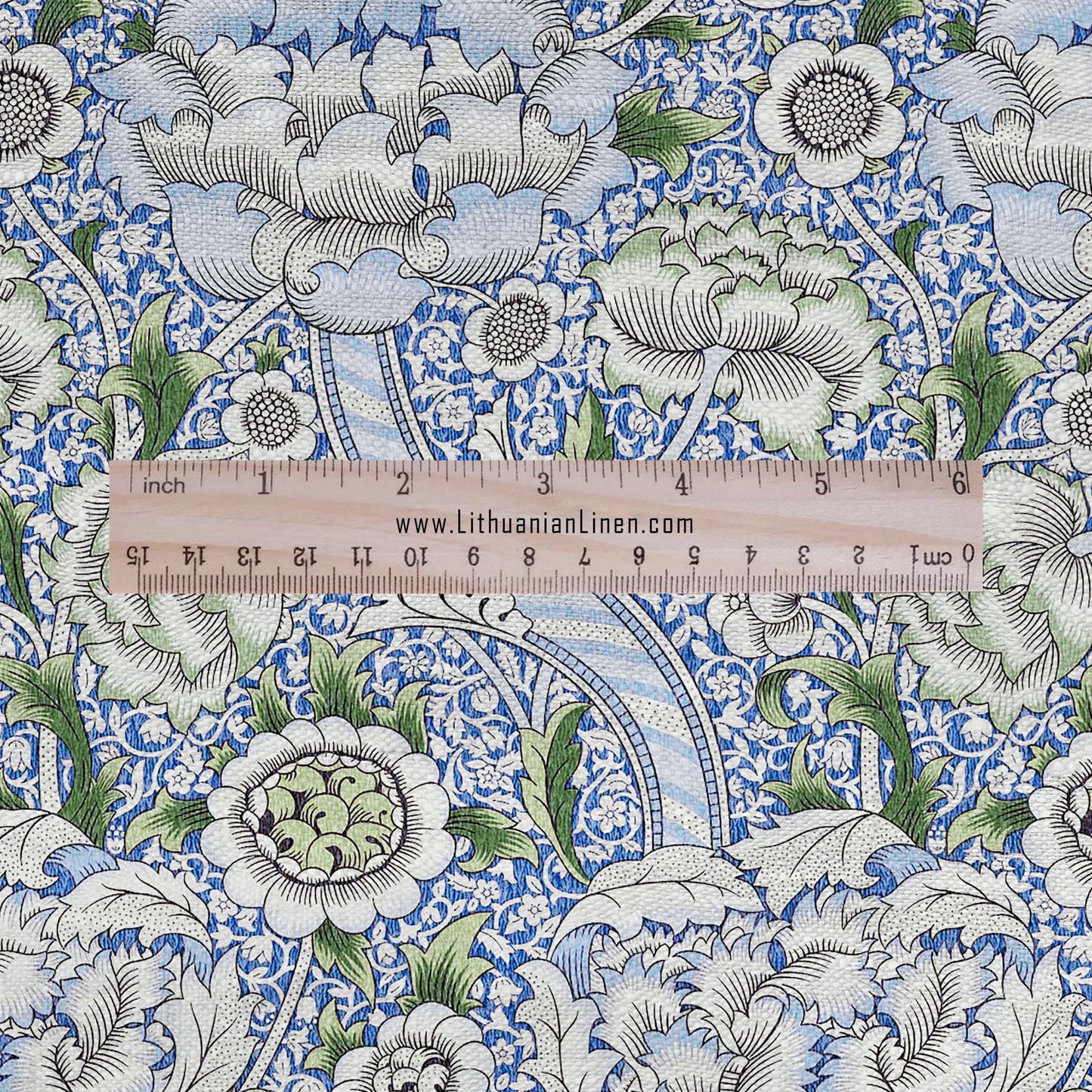 William Morris Wandle blue print on 100% LINEN - Victorian Art crafts linen Fabric - botanical Historical upholstery home textile