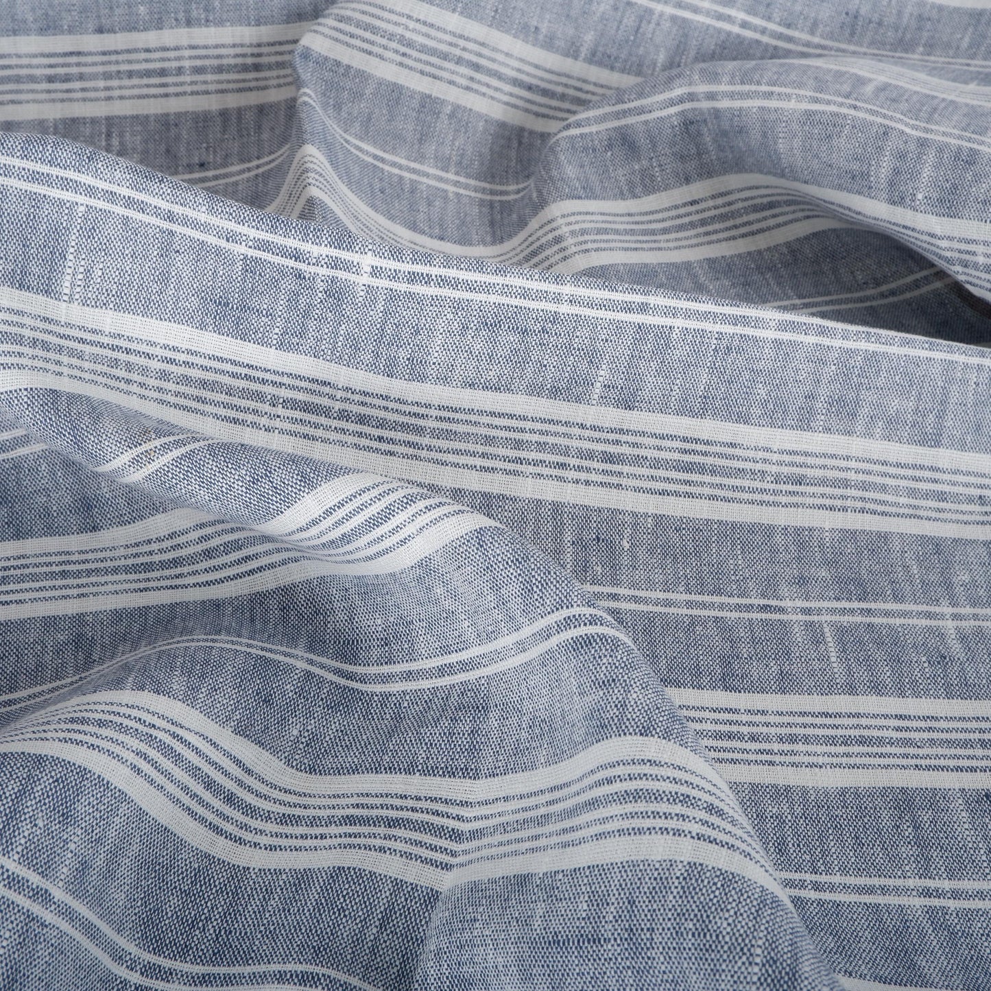 Premium Linen striped Fabric in blue white | Heavy weight French country ticking stripes in green black blue yellow white