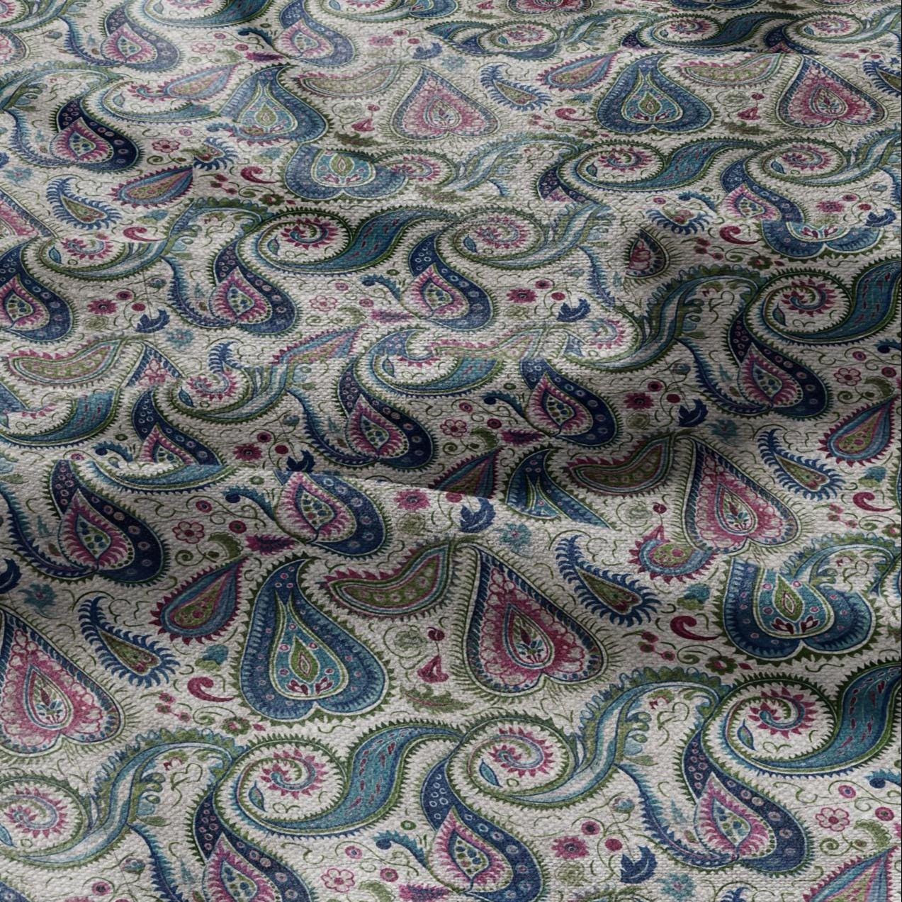 100% LINEN Fabric Paisley print - colorful indian block print on linen print upholstery curtains dress making