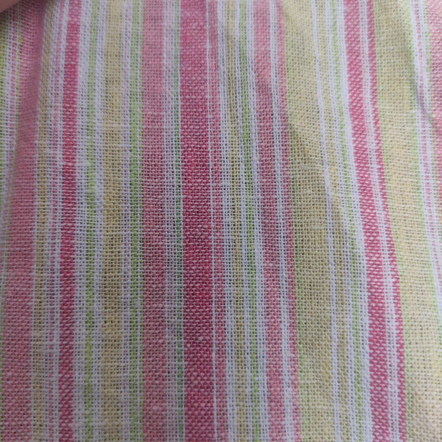 Premium Linen Fabric Santorini striped pink | Midweight multicolor stripes | fabric for home textile curtains tablecloth T137