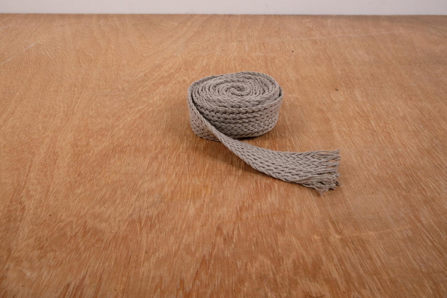 Handwoven Linen FLAT Braided trim for belts, flax cord ribbon in natural undyed linen