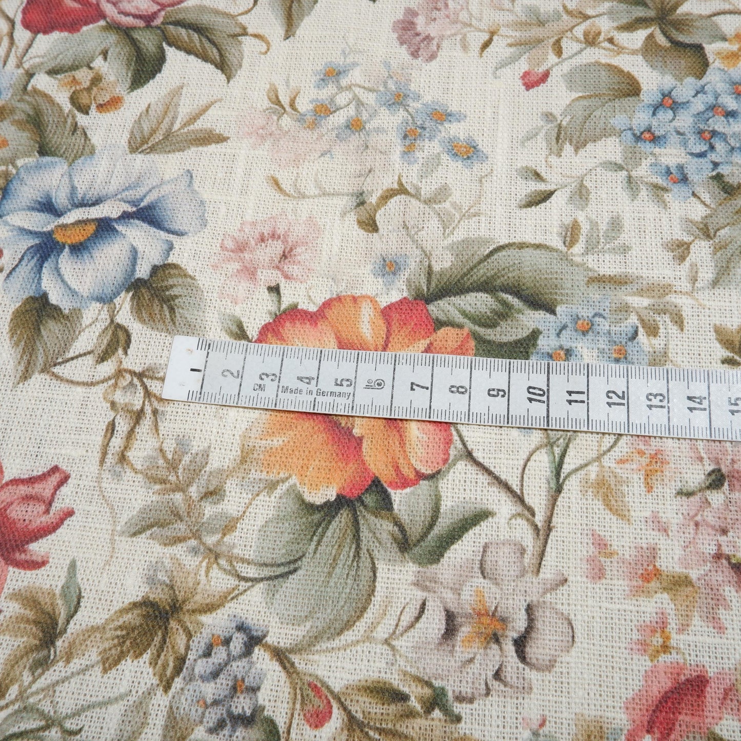 100% LINEN floral print French roses, white linen fabric with French provence print for upholstery home decor clothing