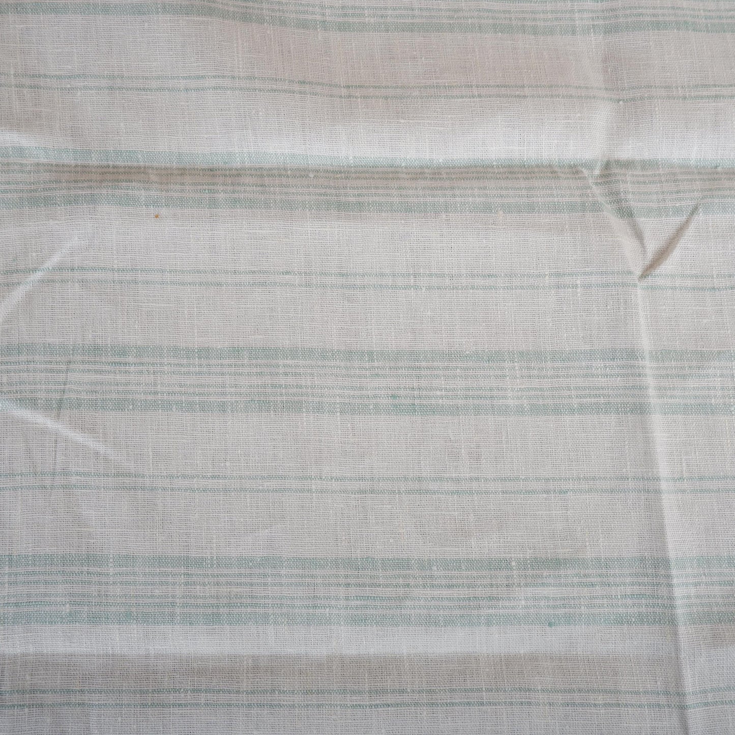 Premium Linen striped Fabric in green white | Heavy weight French country stripes in green white