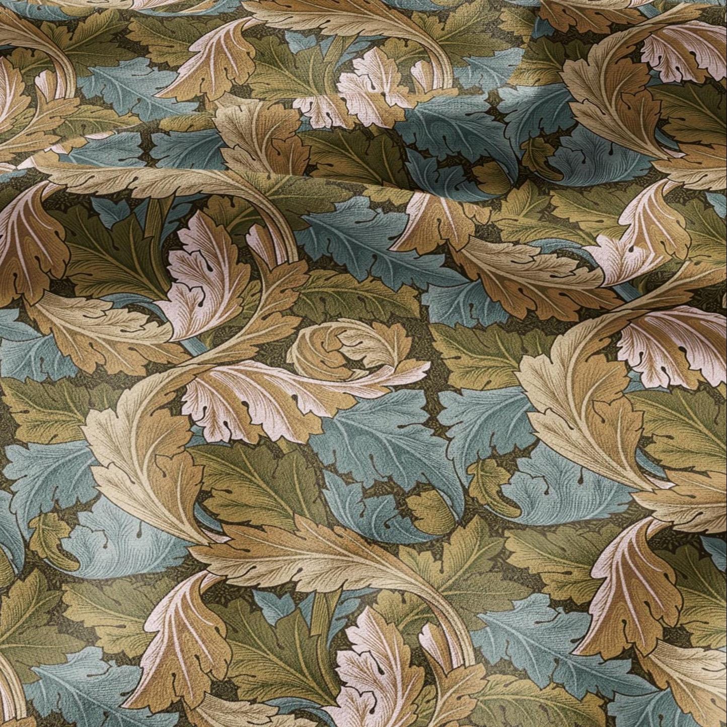 William Morris Acanthus print on 100% LINEN - Victorian Art crafts linen Fabric - botanical Historical upholstery home textile