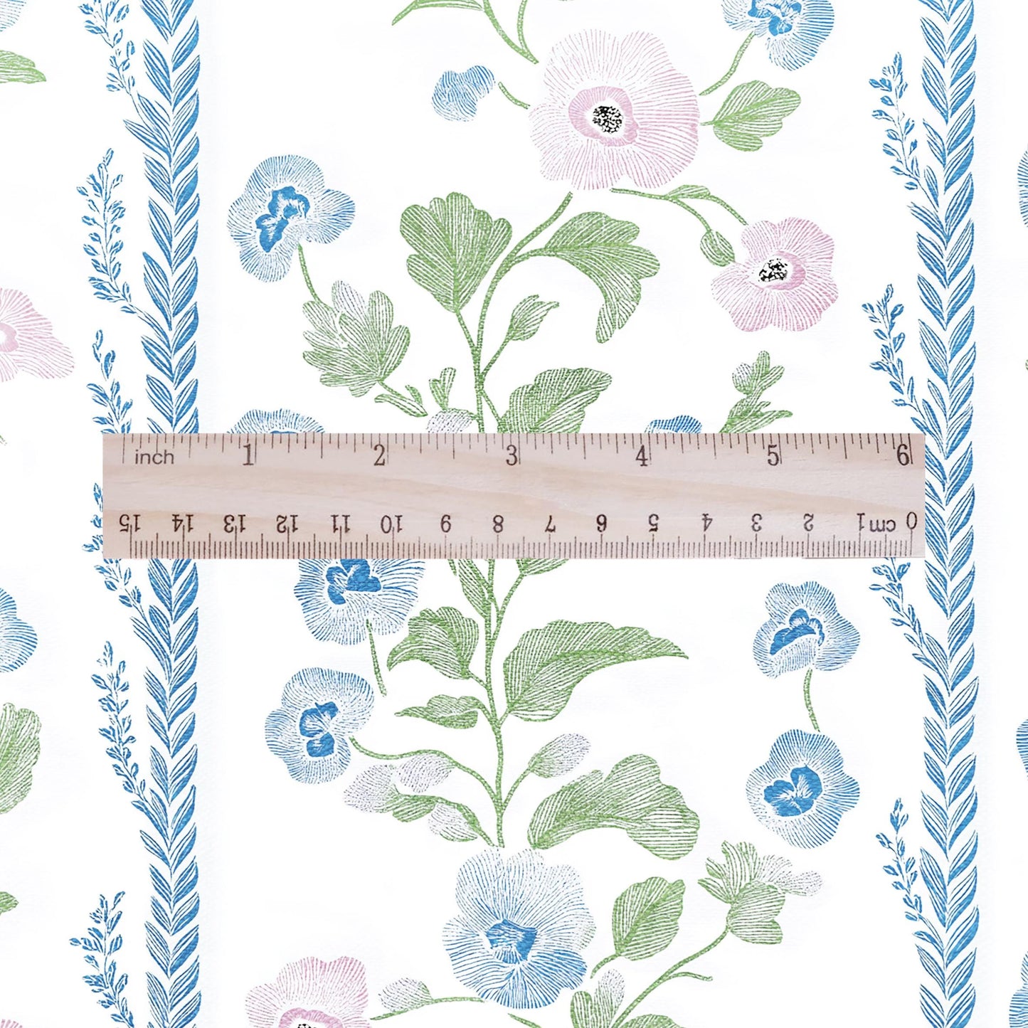 100% LINEN Fabric floral stripe print - oatmeal neutral fabric pink blue green - linen fabric upholstery home decor dressmaking 2089