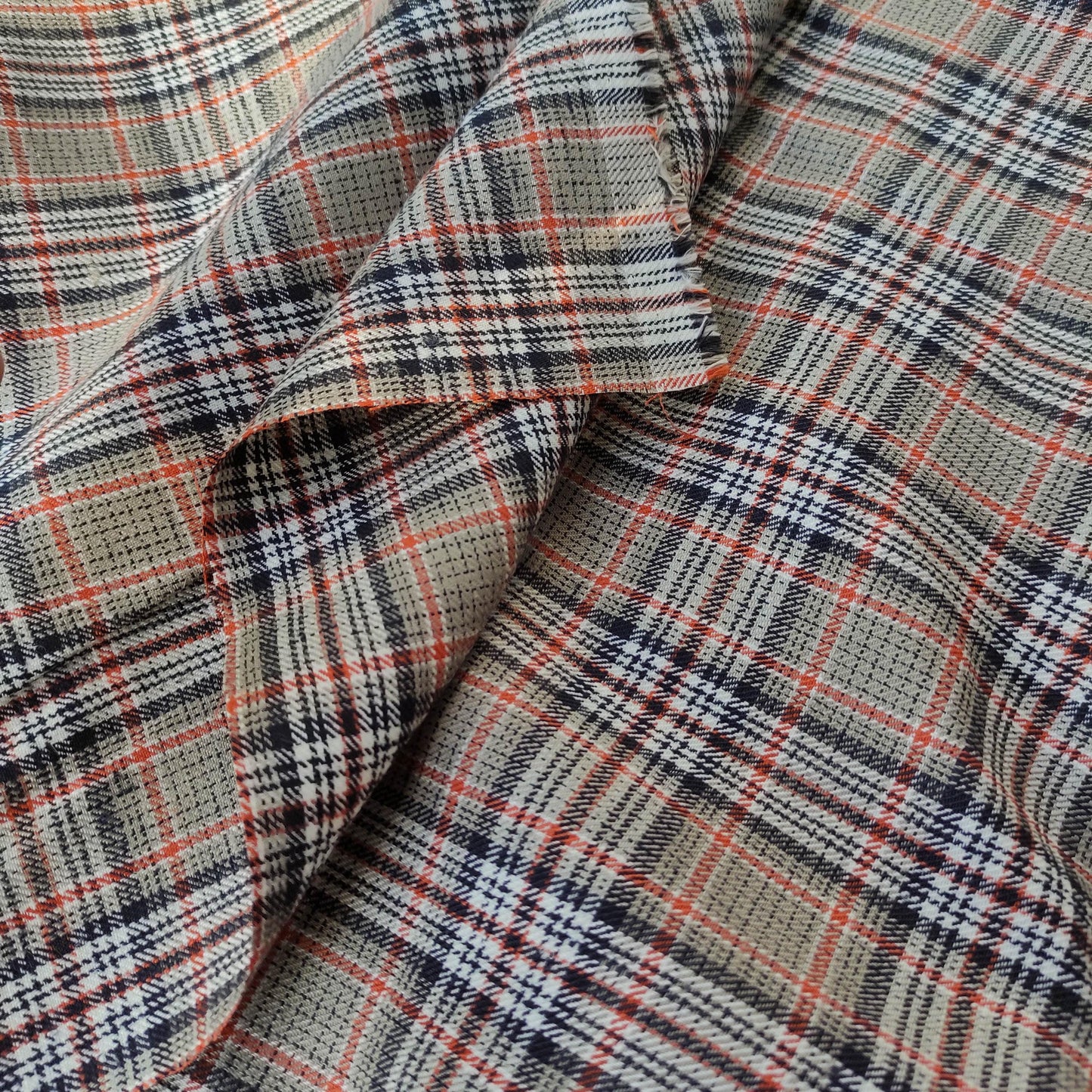 Premium Linen checked Fabric in black natural brown linen | malmo check Medium weight natural black brown