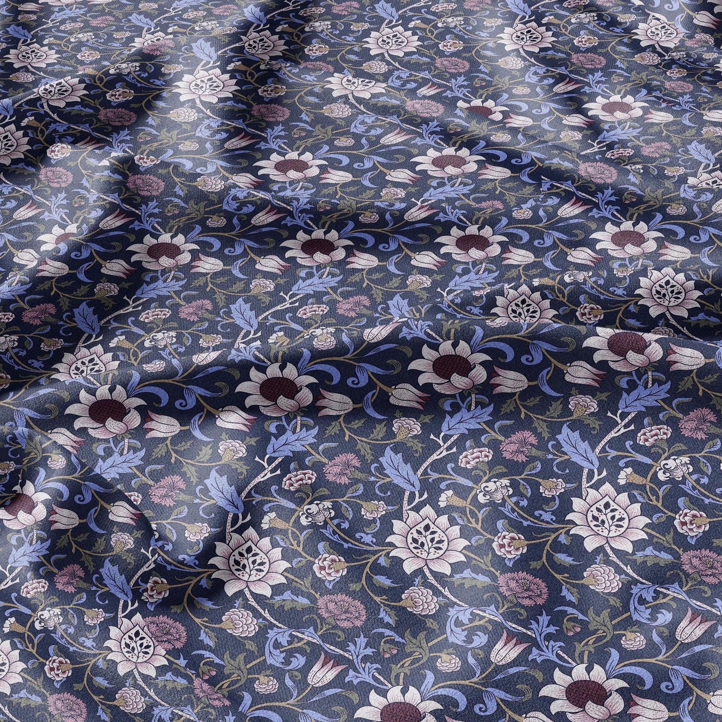 100% linen fabric William Morris EVENLODE print - Victorian Art crafts Historical pattern 2529