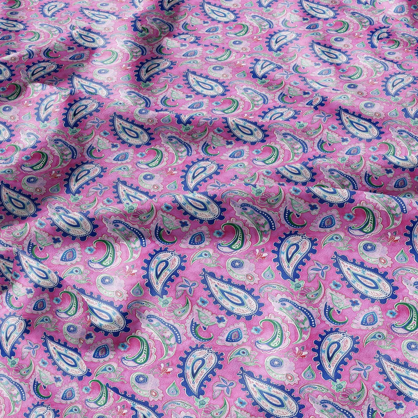 100% linen Vintage Pink Paisley Print fabric for Curtain Upholstery Cushion - Vintage Indian block print fabric for dress making sewing