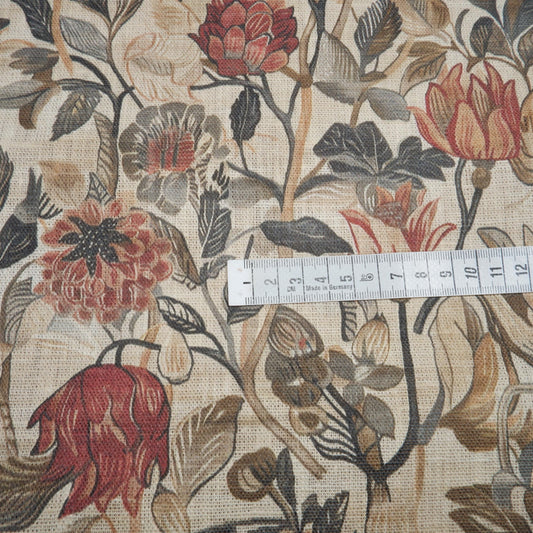 100% LINEN Fabric Vintage pattern with flowers on linen fabric - floral botanical heavy linen fabric for upholstery home decor clothing 2024
