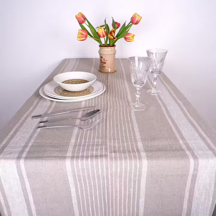 Village Red - linen tablecloth