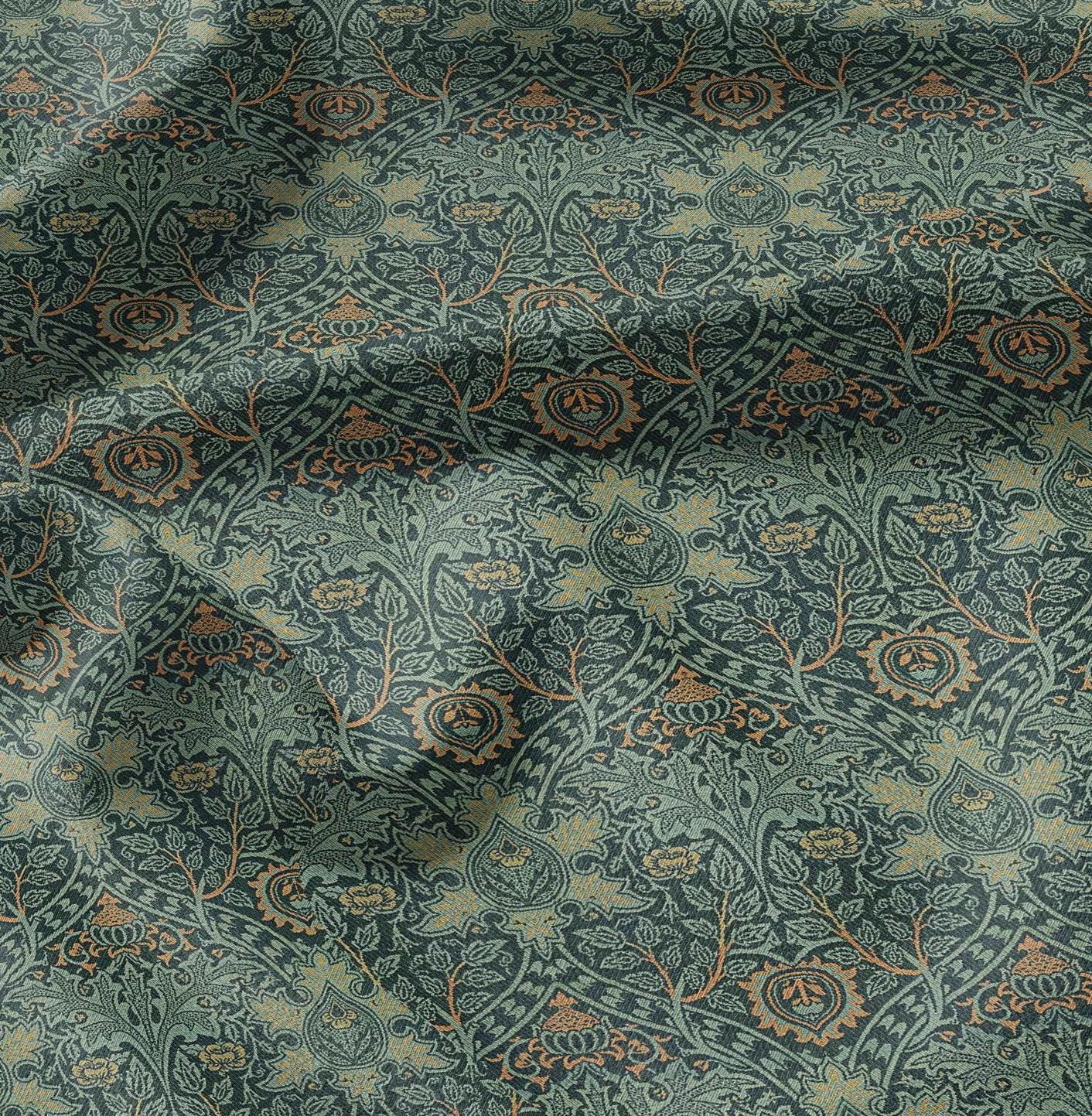 William Morris Ispahan print 100% LINEN, Victorian Art and crafts linen fabric botanical Historical upholstery home textile