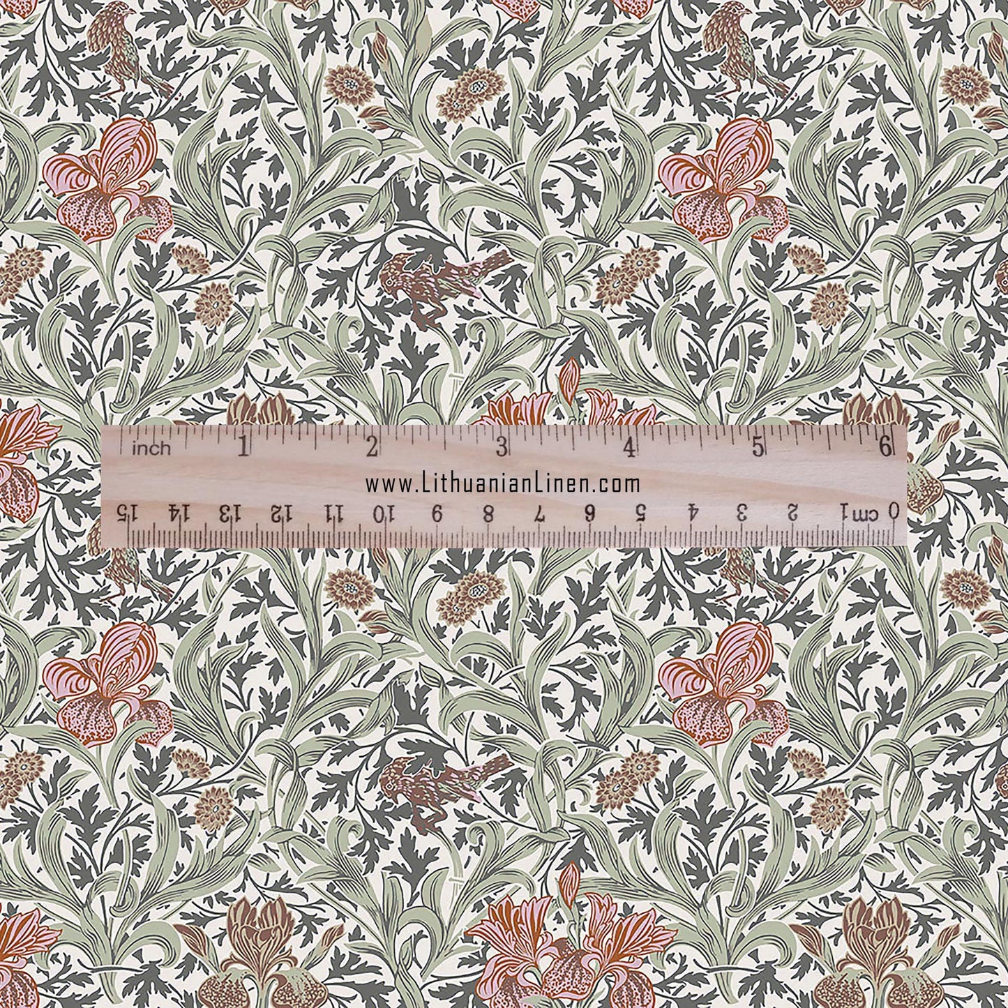 100% LINEN fabric Dearle Iris - Art Nouveau Art crafts linen Fabric - botanical Historical upholstery home textile