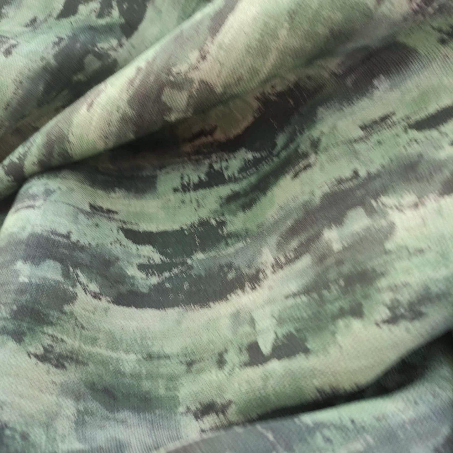 100% LINEN Fabric Abstract Wasi Sabi , green print