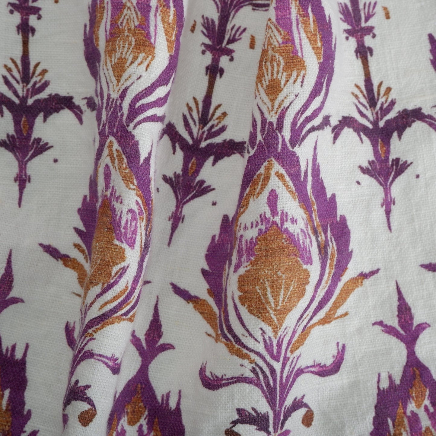 100% LINEN Fabric Abstract Wabi Sabi , purple ikat print on linen japandi wabisabi linen print