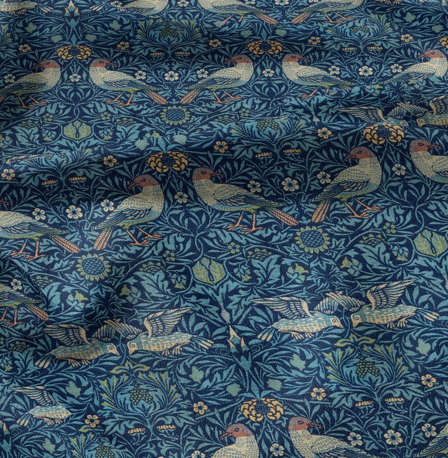 William Morris Birds print on 100% LINEN, Victorian Art and crafts linen Fabric, Linen fabric botanical Historical upholstery home textile