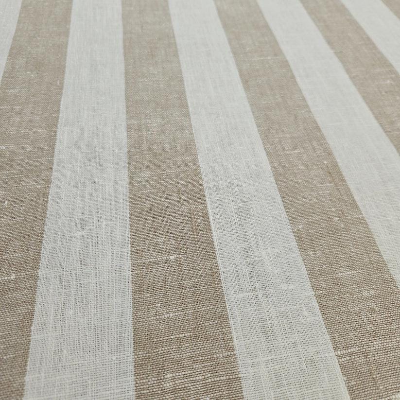 Premium Linen striped Fabric in black white | Heavy weight French large stripes in tan white Heavy weight linen fabric 510H
