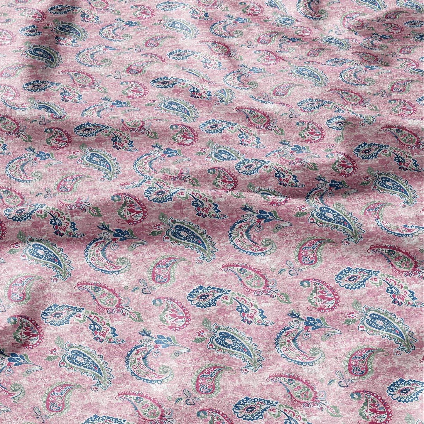 100% linen Vintage Pale pink Paisley Print fabric for Curtain Upholstery Cushion - Vintage Indian block print fabric for dress making sewing