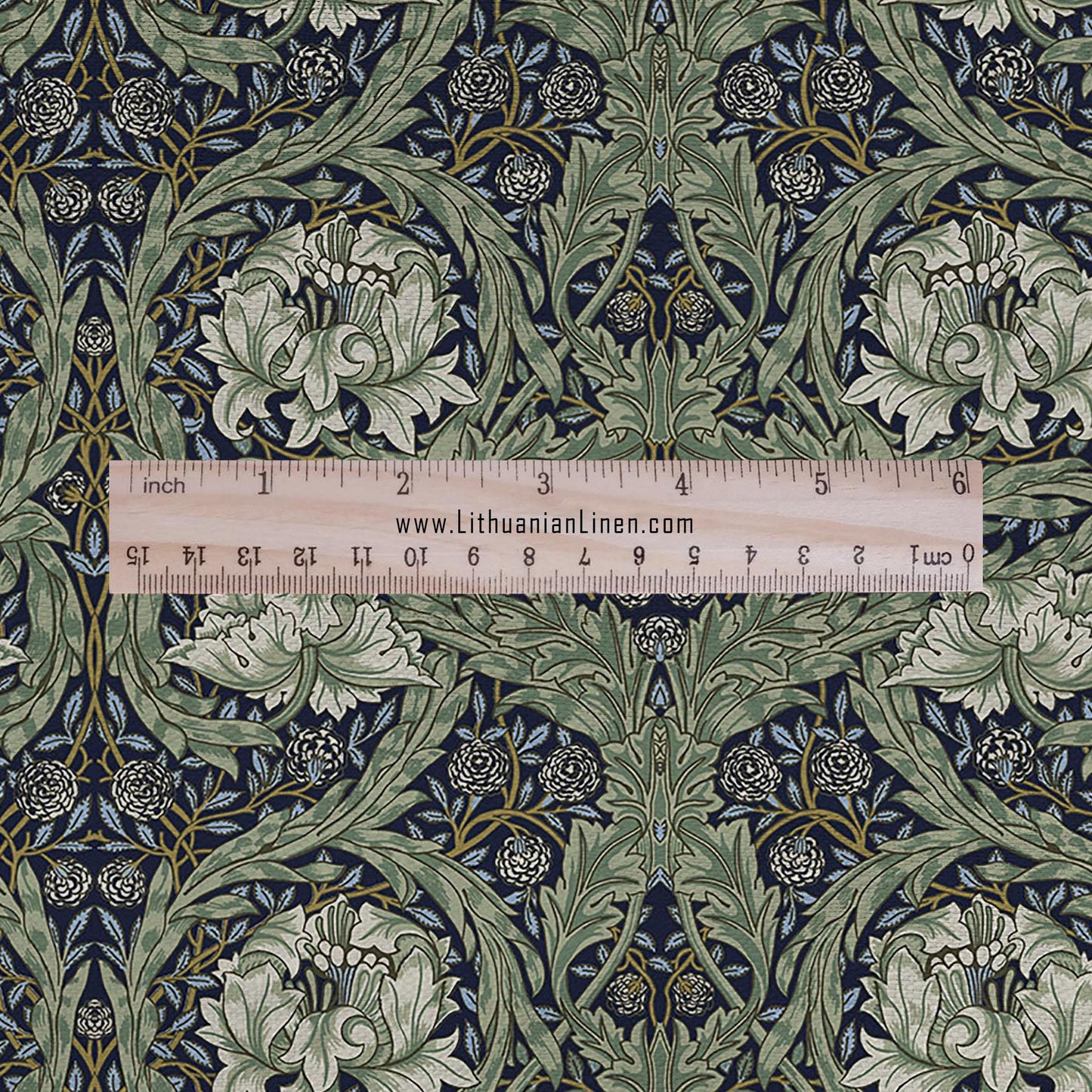 William Morris African marigold green print on 100% LINEN - Victorian Art crafts linen Fabric - botanical Historical upholstery home textile