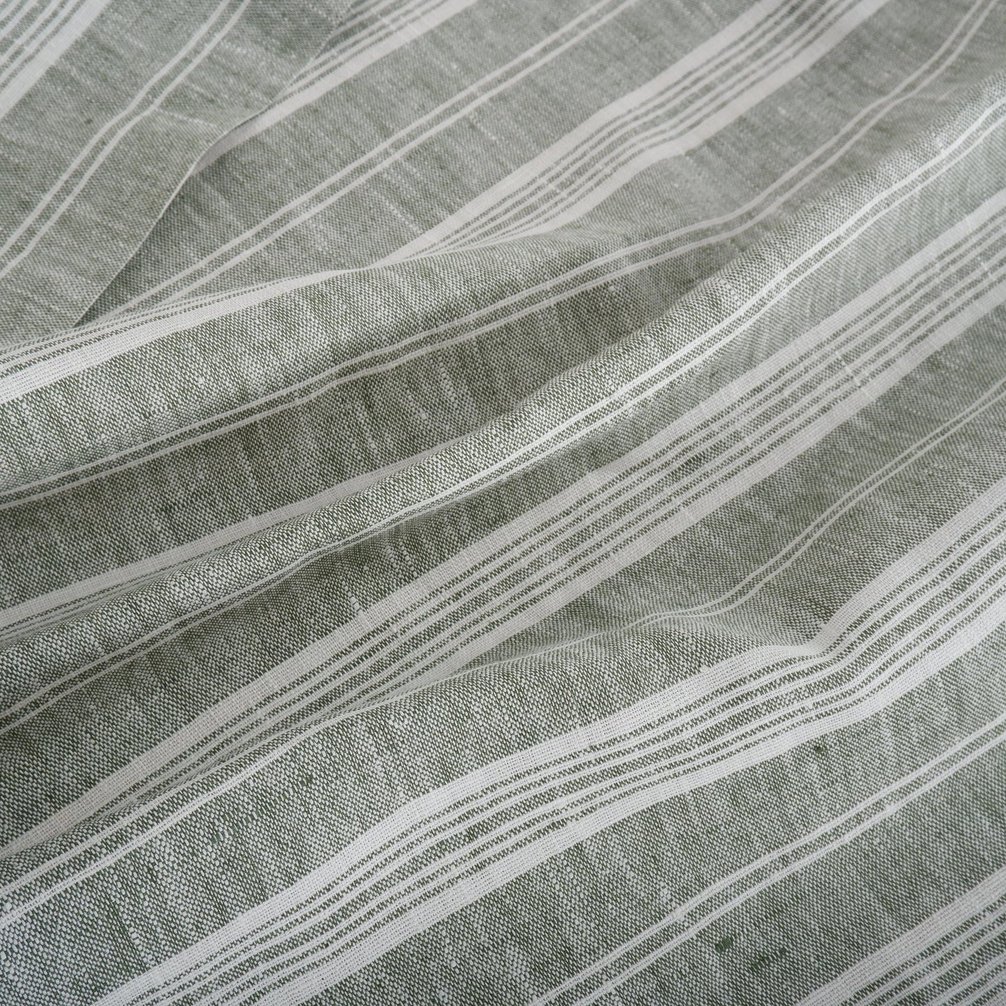 Premium Linen striped Fabric in blue white | Heavy weight French country ticking stripes in green black blue yellow white