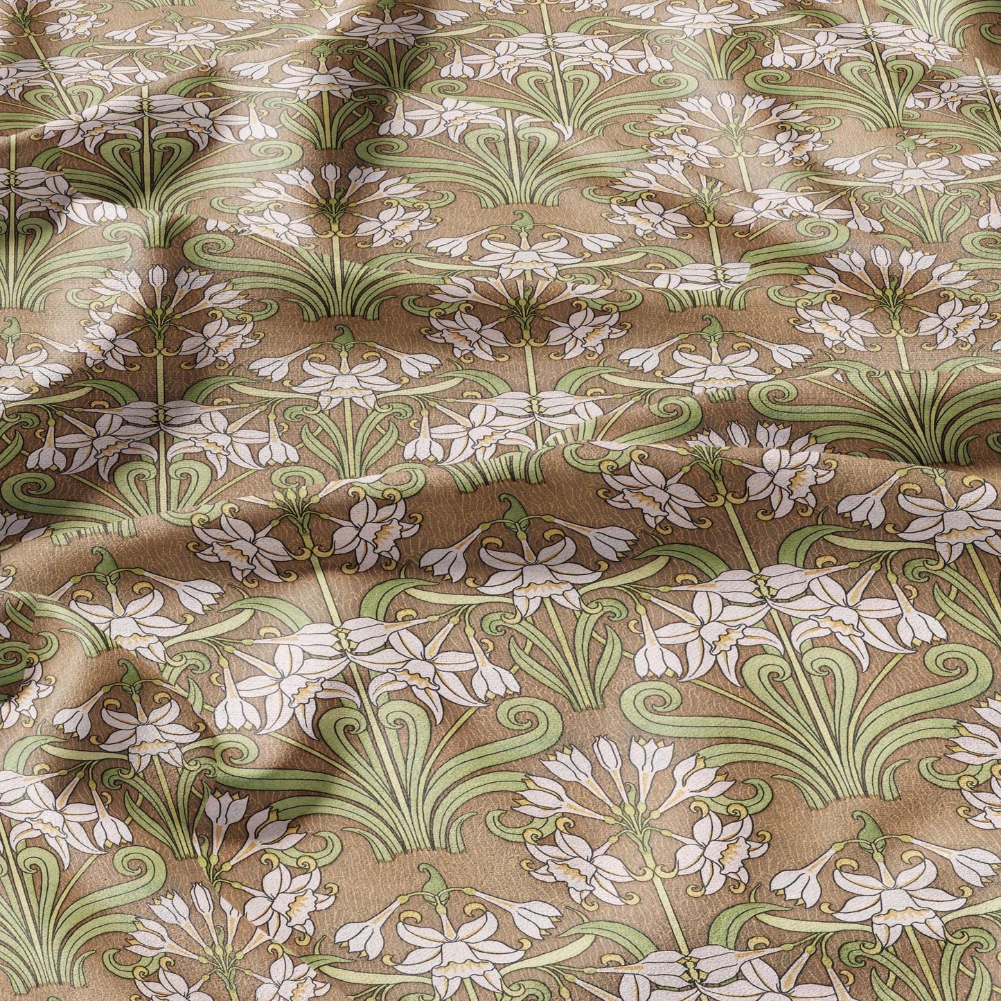 100% linen Art Nouveau Print fabric for Curtain Upholstery Cushion - Floral fabric Jonquil - fabric material for dress making sewing