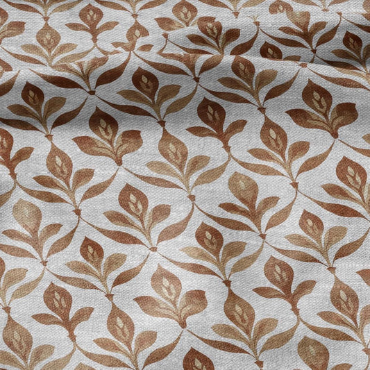 100% LINEN Fabric Brown naive flower print - sepia brown - for upholstery home decor - medium for dress making 2909