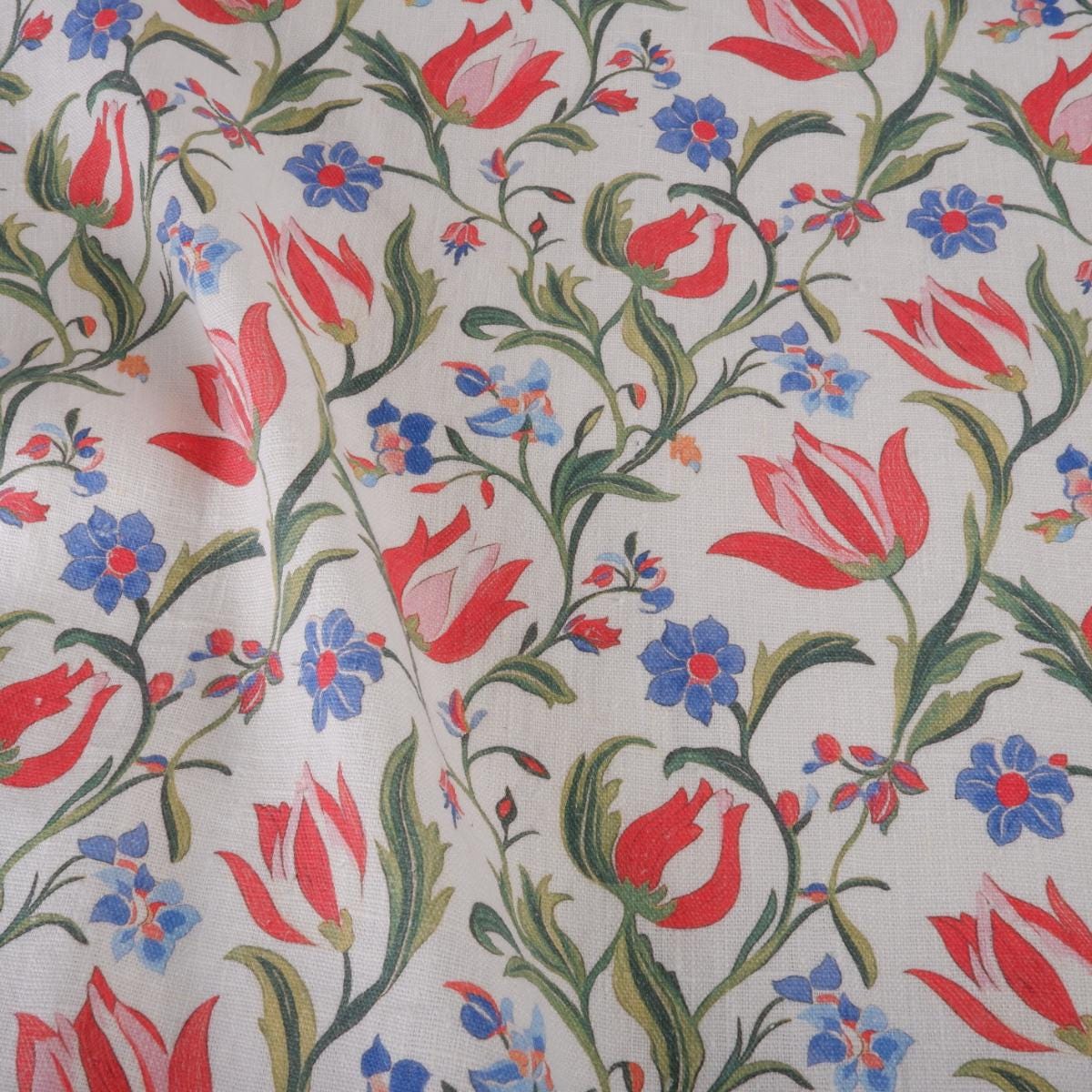 Tulips fabric 100% LINEN , flax linen fabric botanical floral for upholstery home decor clothing LithuanianLinen