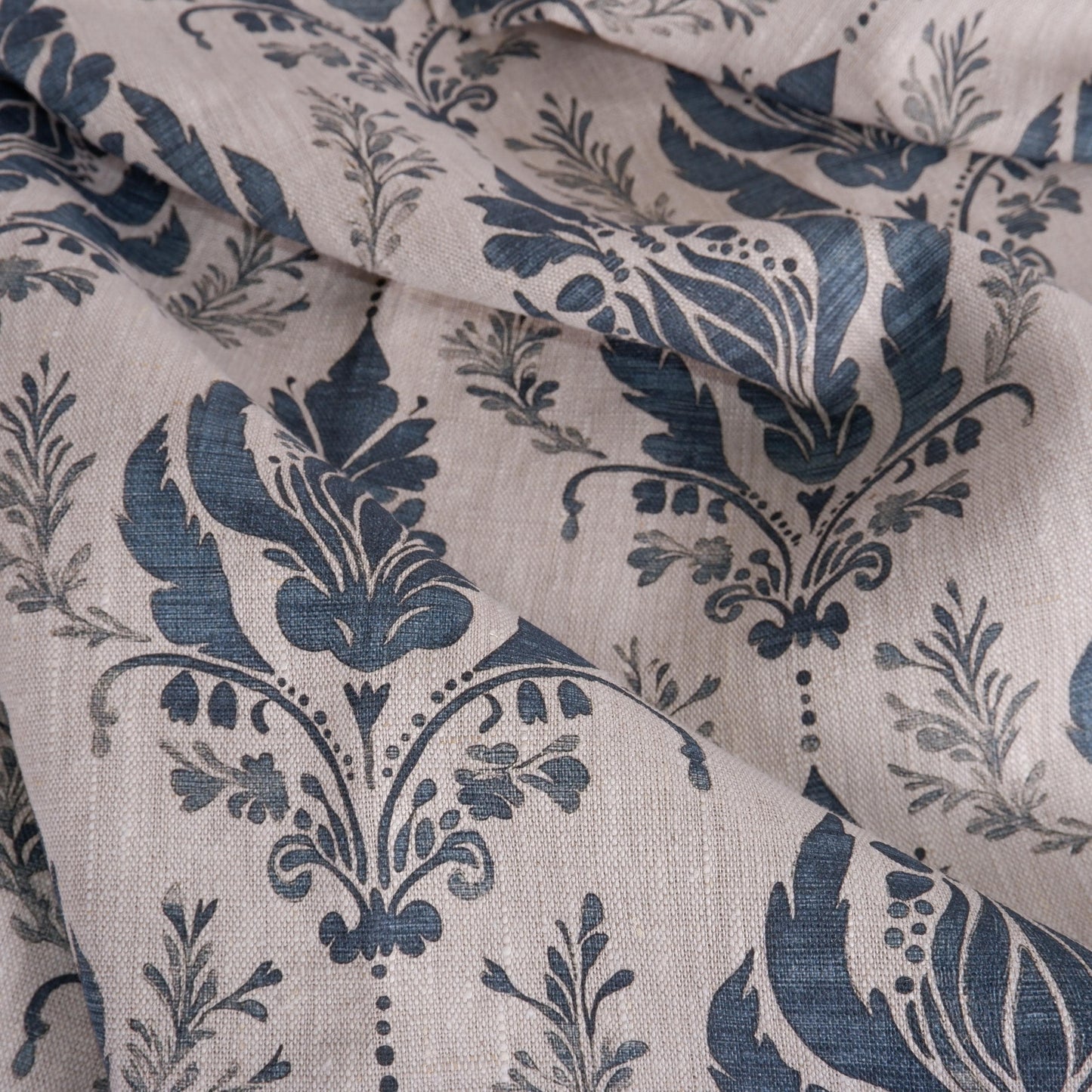 100% LINEN Fabric floral block print - Châteaucore Rustic French Charm print on oatmeal linen for upholstery curtains dress making 2001