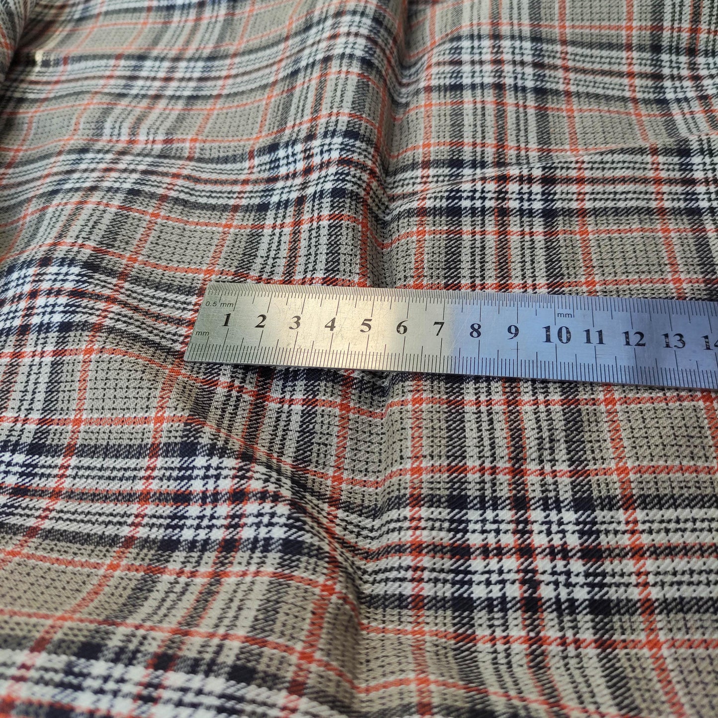 Premium Linen checked Fabric in black natural brown linen | malmo check Medium weight natural black brown