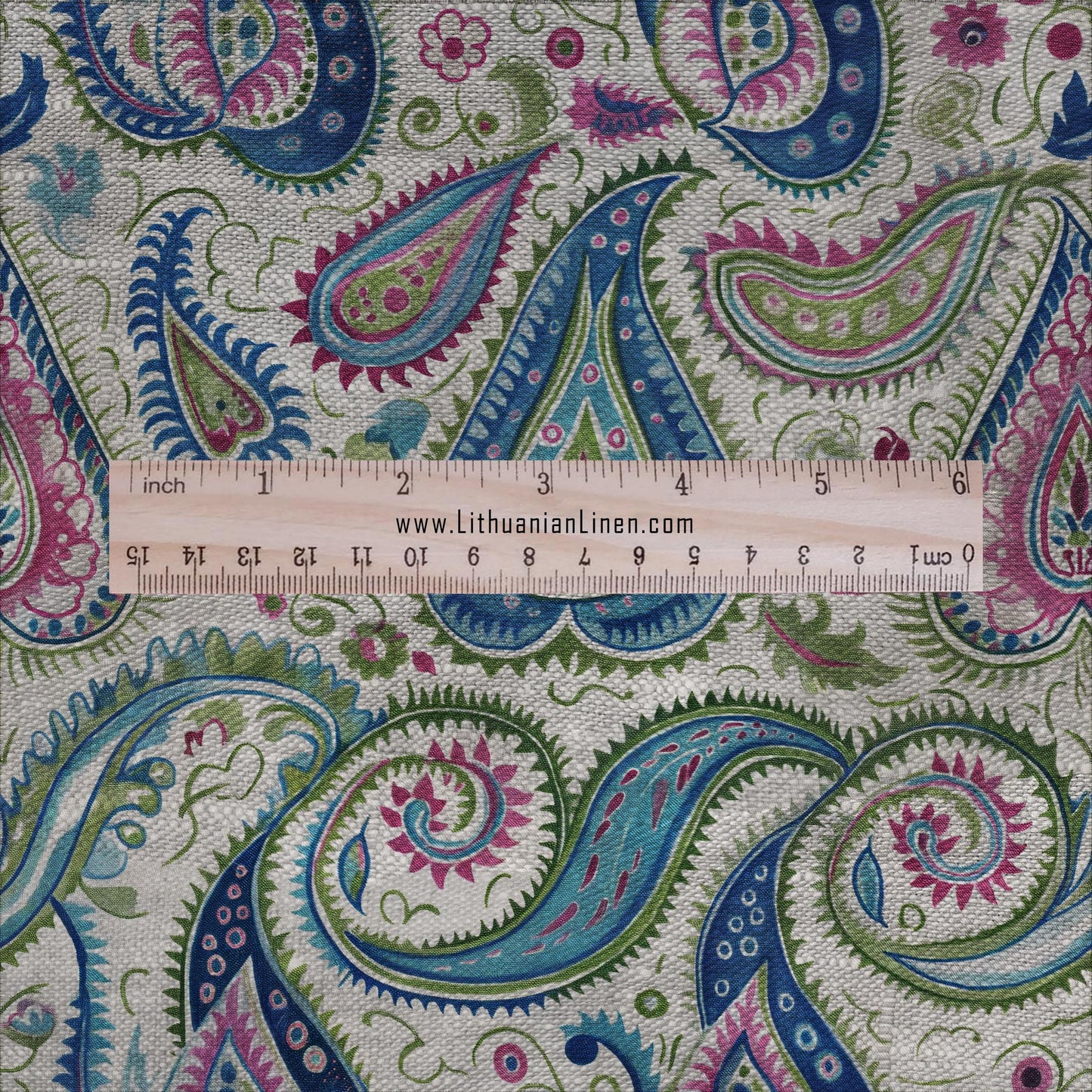 100% LINEN Fabric Paisley print 2500