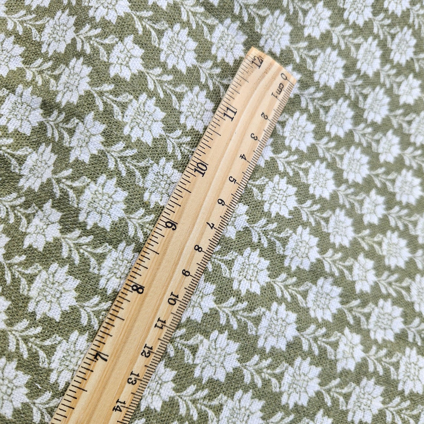 100% LINEN Fabric block print olive green on white - heavy linen fabric for upholstery home decor or medium for clothing 2512