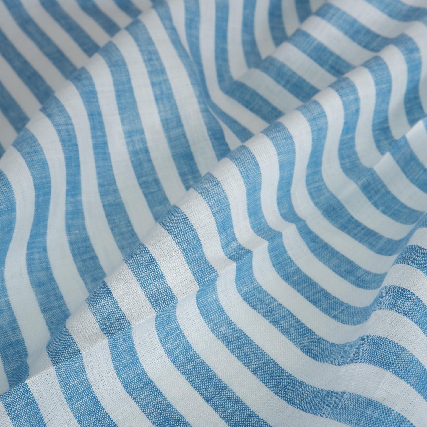 Premium Linen striped Fabric in blue white neutral linen | Flag stripe Medium weight ink blue white stripes home textile vintage heritage