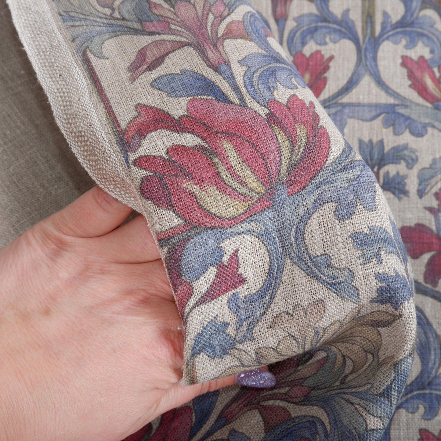 100% LINEN Fabric Art deco - Arched print linen Fabric upholstery home textile Art Nouveau Designer Textile Medieval Inspired Vintage