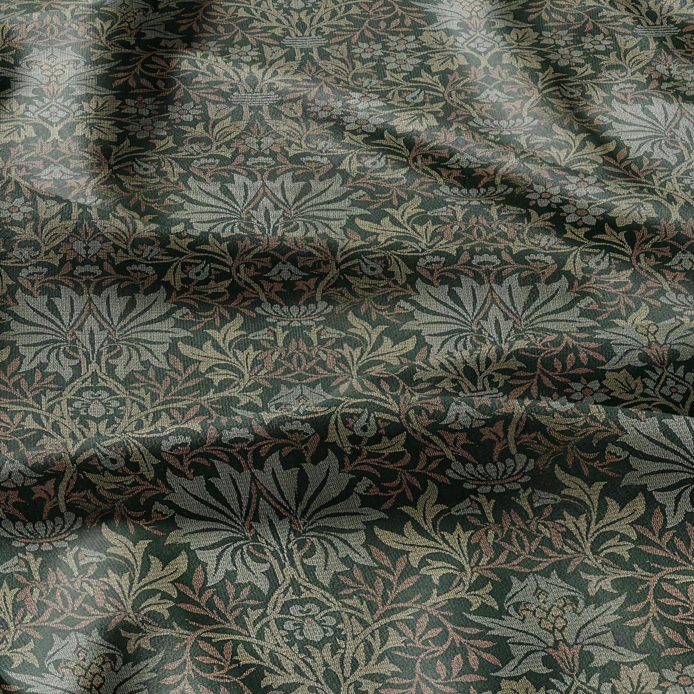 William Morris Green tapestry print on 100% LINEN fabric - Victorian Art and crafts Linen fabric botanical Historical pattern 2110