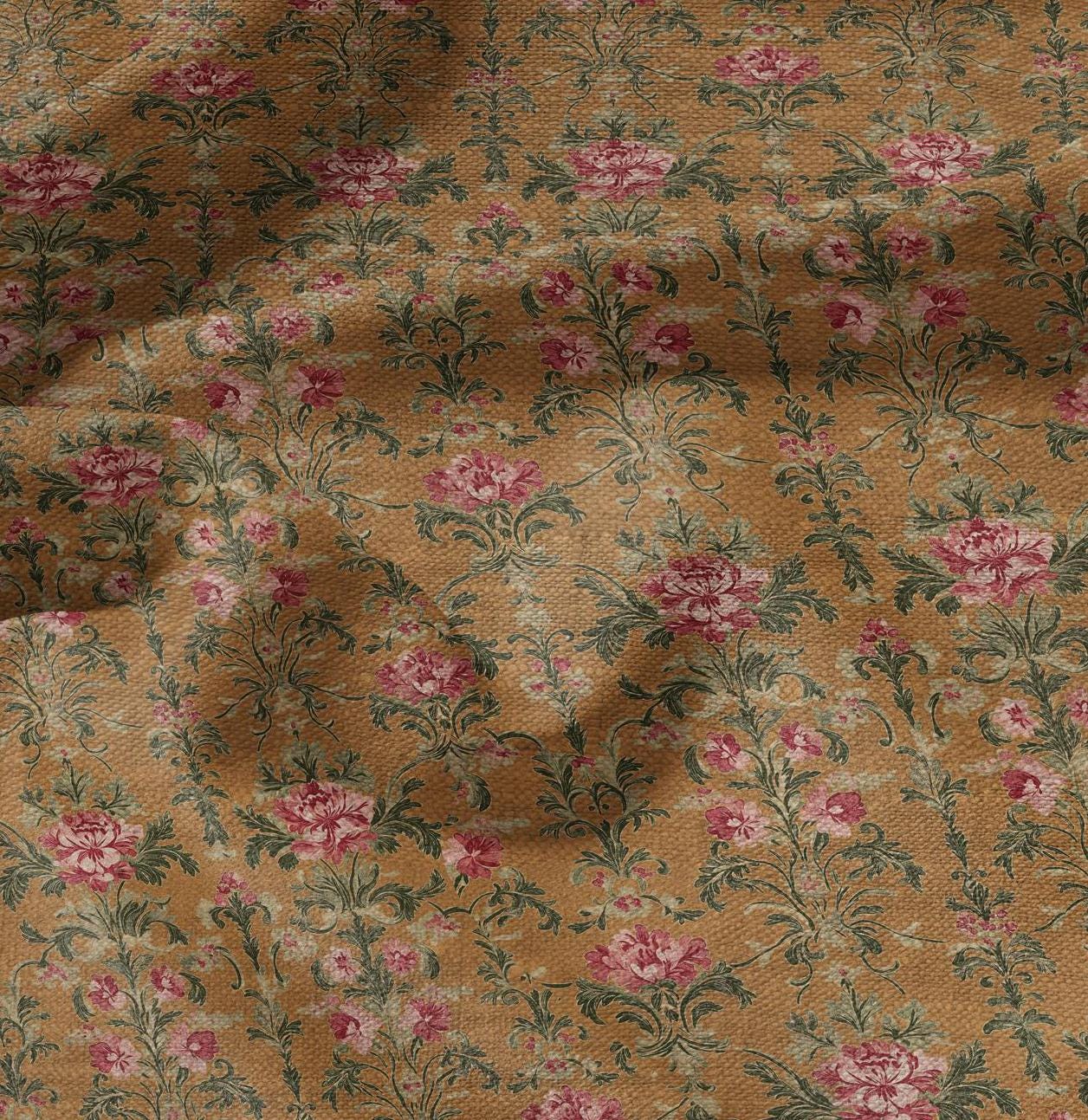 100% LINEN Fabric Regency yellow - french floral linen Fabric by the Yard LithuanianLinen for upholstery dressmaking curtains home textile