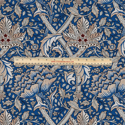 100% LINEN Fabric UPHOLSTERY 12oz - William Morris Windrush blue on linen - Modern vintage Victorian floral upholstery 2555