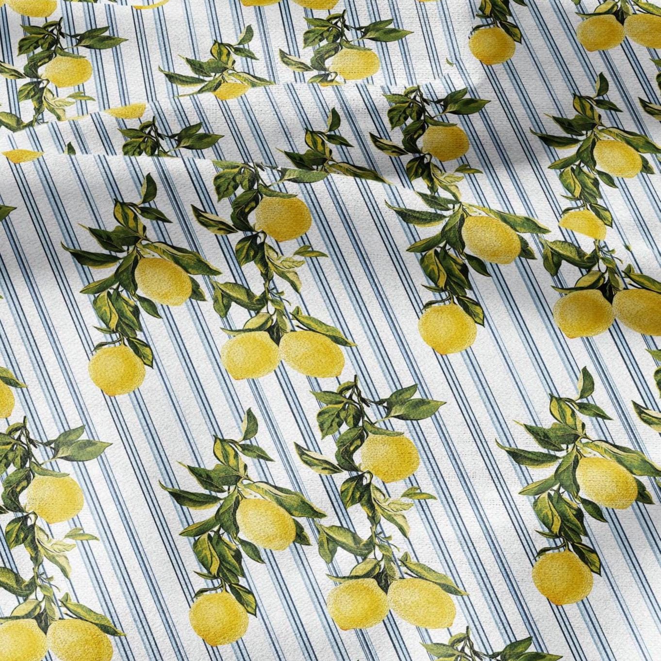 100% LINEN Fabric with lemon stripe pattern - linen fabric for upholstery home decor dressmaking clothing sewing LithuanianLinen